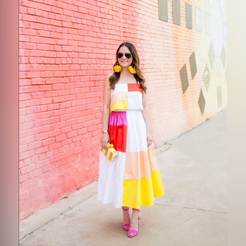 Mara Hoffman Patchwork Color-Block Midi Skirt & C… - image 2